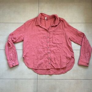 Pilcro Cotton Gauze Button Down Long Sleeve